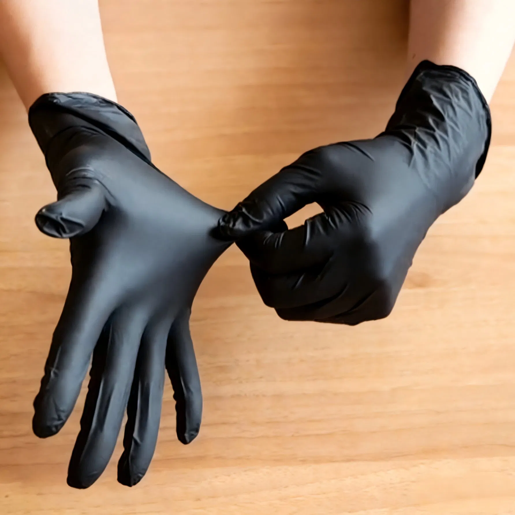 Ambidextrous &amp; Beaded Cuff Disposable Nitrile Gloves for Medical Care, Food Service, Household Cleaning, Beauty Salons