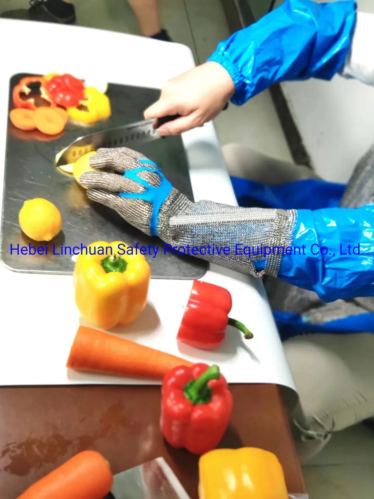 Metal Mesh Safety &amp; Accessories Chain Mail Long Glove with Cut Resistant Sleeve/Stainless Steel Chain Mail Long Cuff Glove with 8cm 15cm 20cm Sleeve