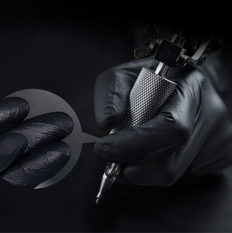 100PCS/Box Chemical Resistant Medical Cooking Cleaning Disposable Black Nitrile Gloves