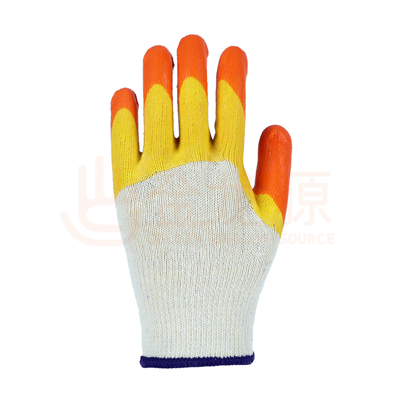 Knitted Cotton Orange 3/4 Latex Coated Safety Work Glove