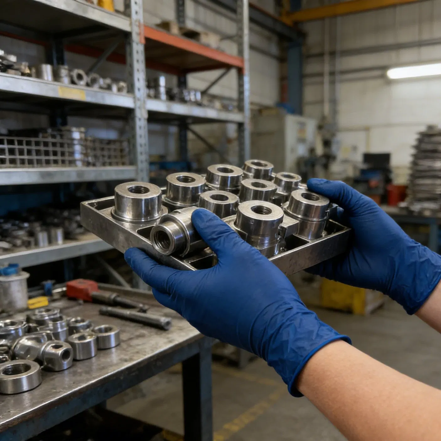 Heavy Duty Oil-Resistant Puncture-Proof Dark Blue Nitrile Disposable Gloves for Industrial Work