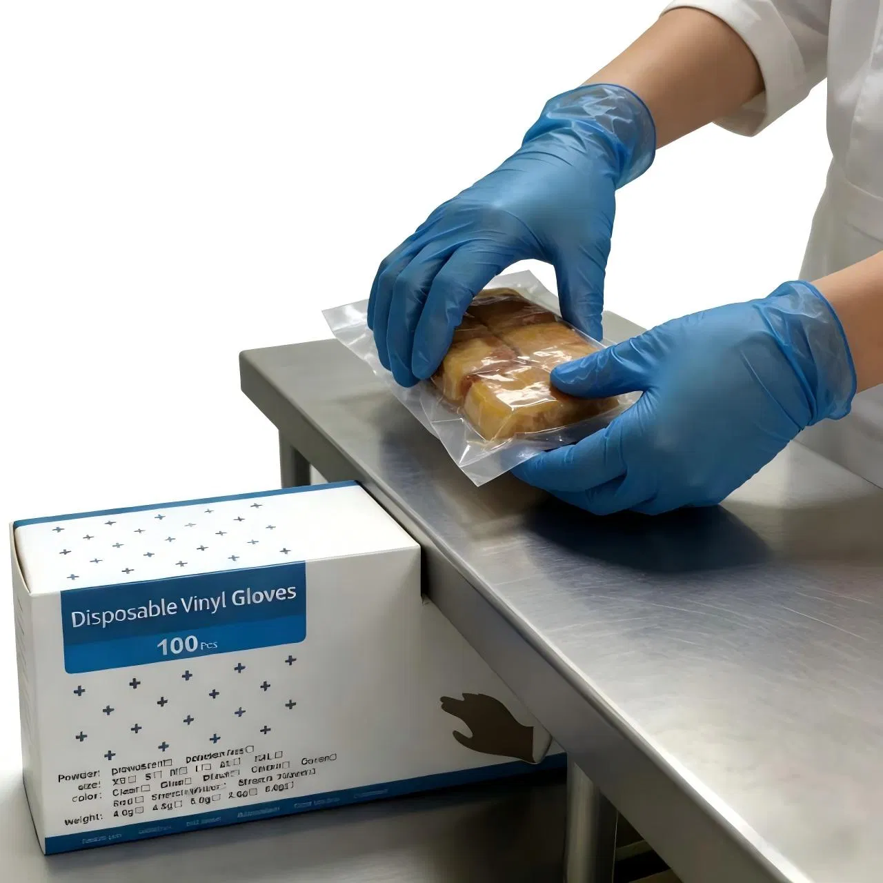 Food Safe Vinyl Glove Blue Powder Free/Powdered