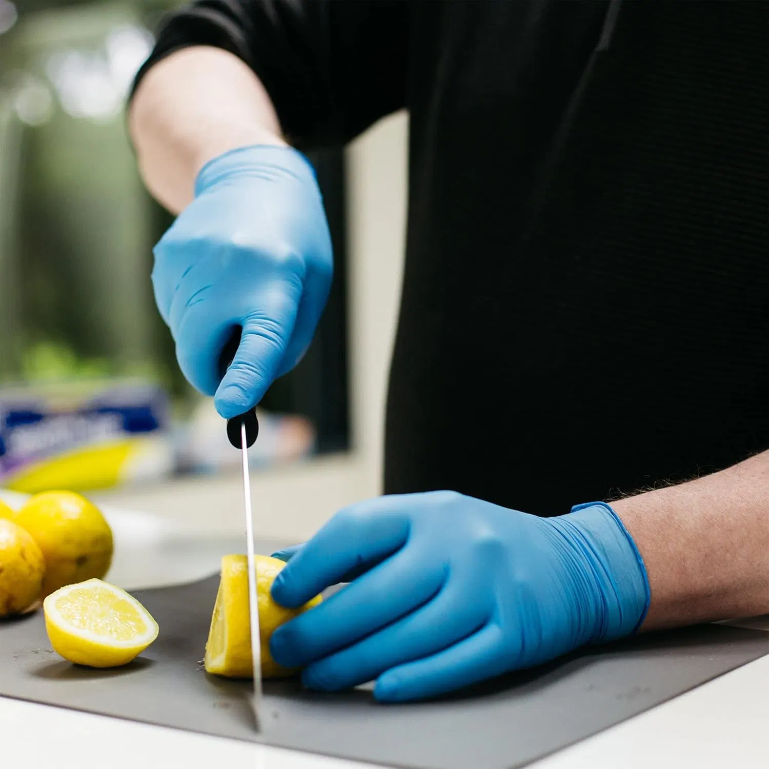 Industrial Blue Nitrile Gloves, Latex Free, Powder Free, Textured, Disposable, Non-Sterile,