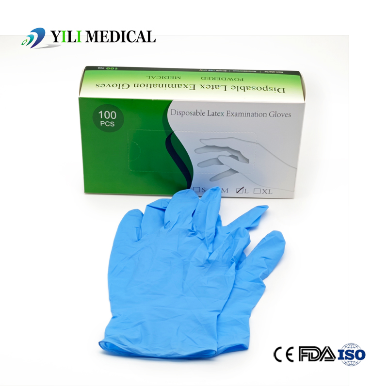 Medical Supplies High Quality Disposable Medical Examination Blue Nitrile Gloves Powdered &amp; Powder Free Factory