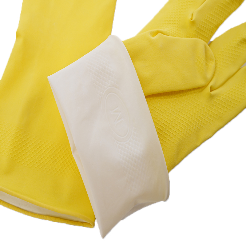 DDSAFETY Direct Factory ODM Multi Purpose Latex Glove Yellow Disposable Durable Household Textured Chemical Resistant spray cotton flock lining