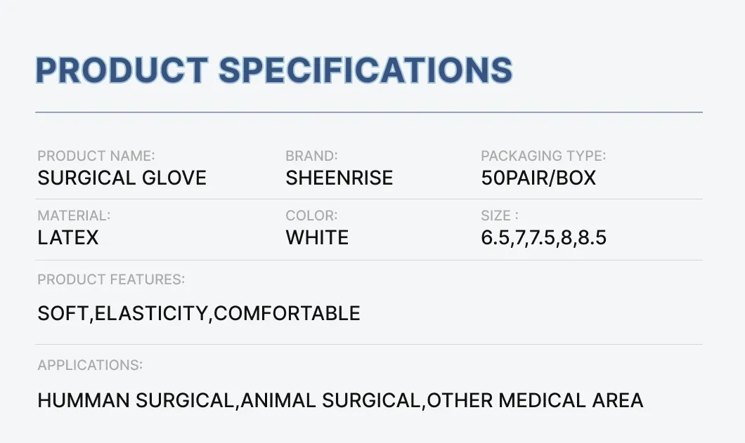 Surgical Gloves Specification Chart 1
