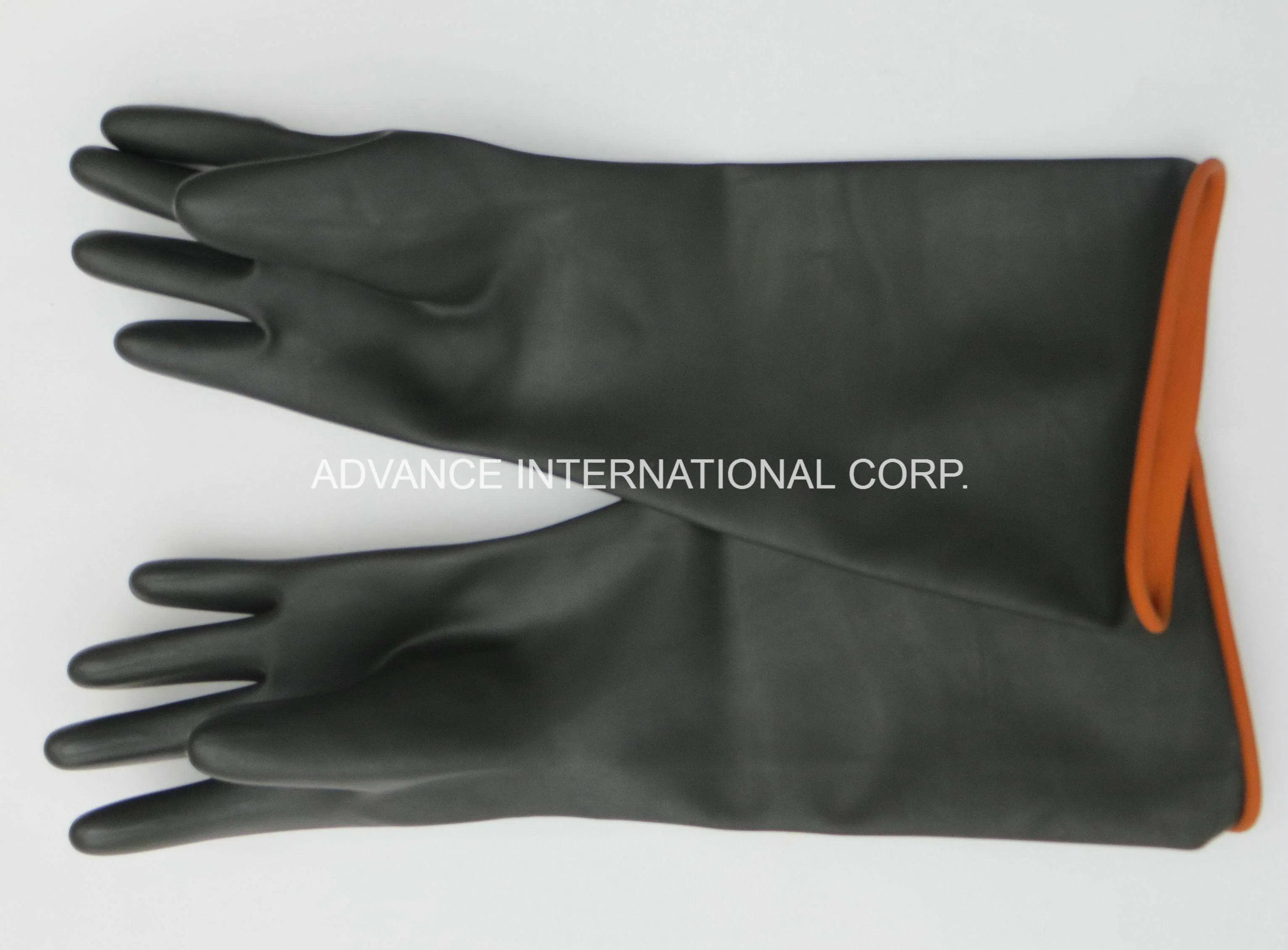 Household Working Waterproof Chemical Resistant Black Latex Industrial Glove