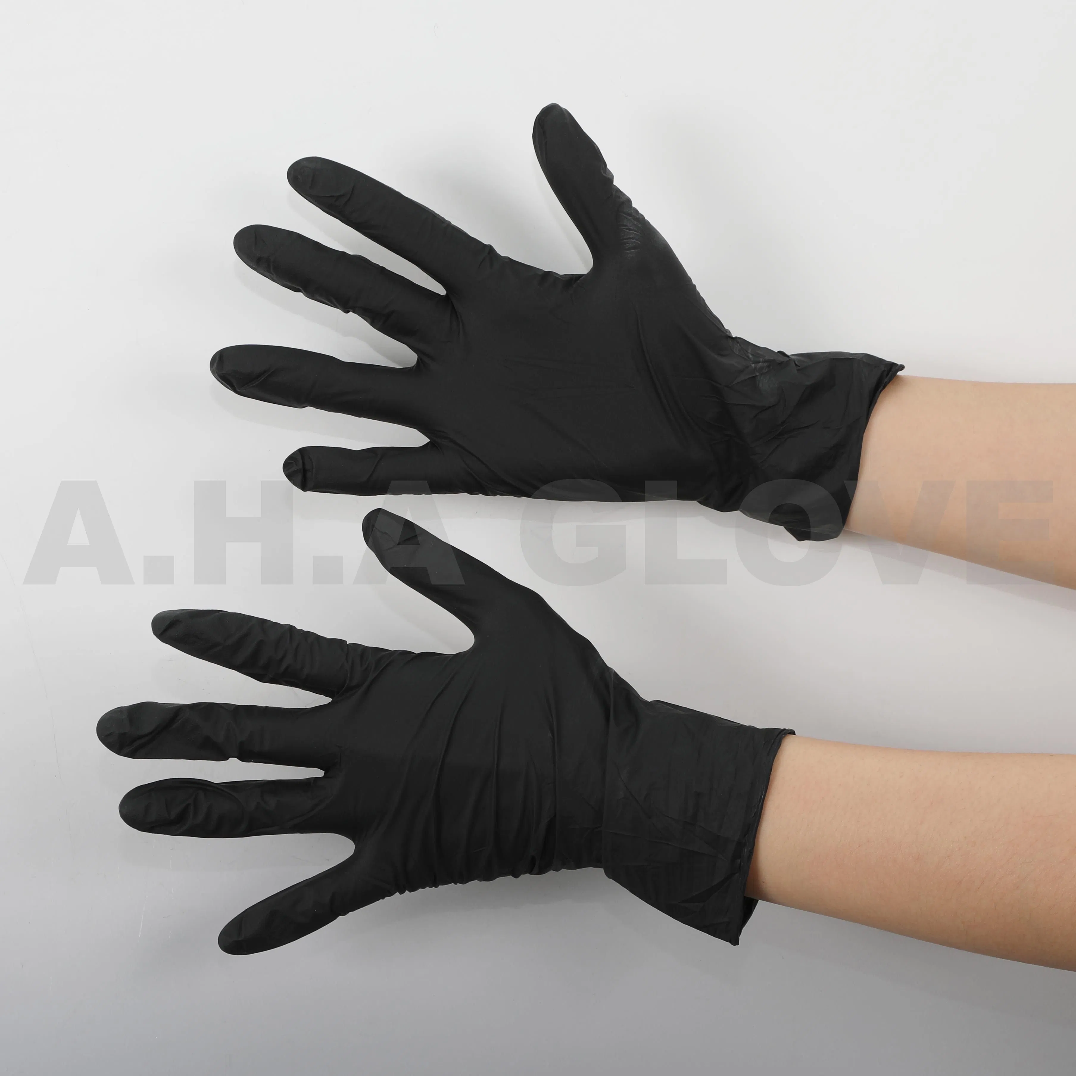 Aql 4.0 Disposable Food Grade Black Nitrile Powdered Powder Free Gloves with CE ISO