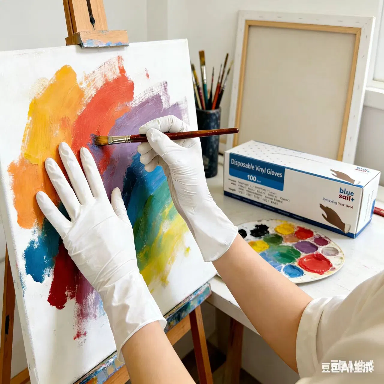 9'' Synthetic White Vinyl (PVC) Gloves, Powdered&Powder Free