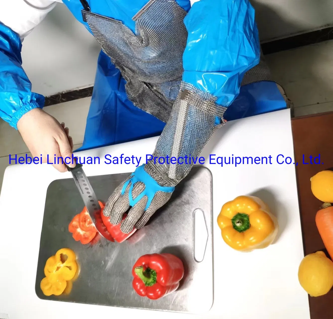 Factory Offered Stainless Steel Safety Ring Mesh Gloves/Long Cuff Cut Protective Stainless Steel Wire Safety Gloves Cut-Resistant Metal Mesh Butcher Glove