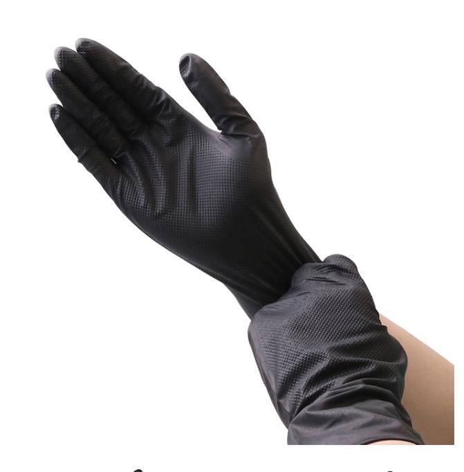 Long Nitrile Disposable Gloves Diamond Pattern Multipurpose