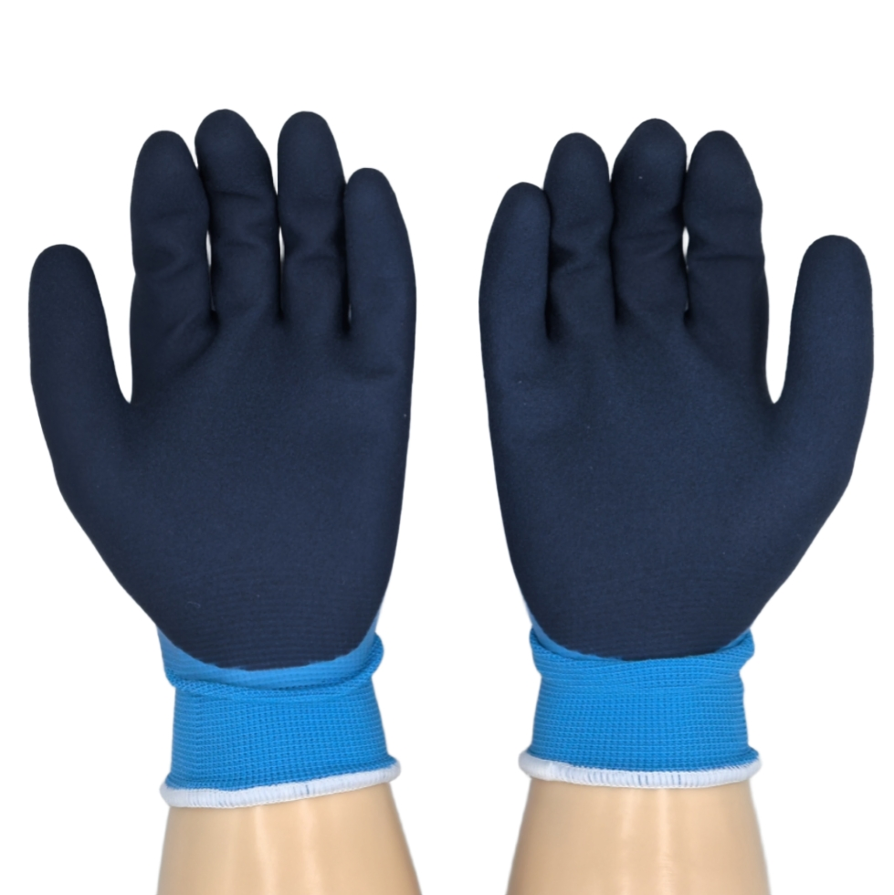 15g Fully Blue Latex Coated Palm Thumb Fingertips Double Coated Work Gloves