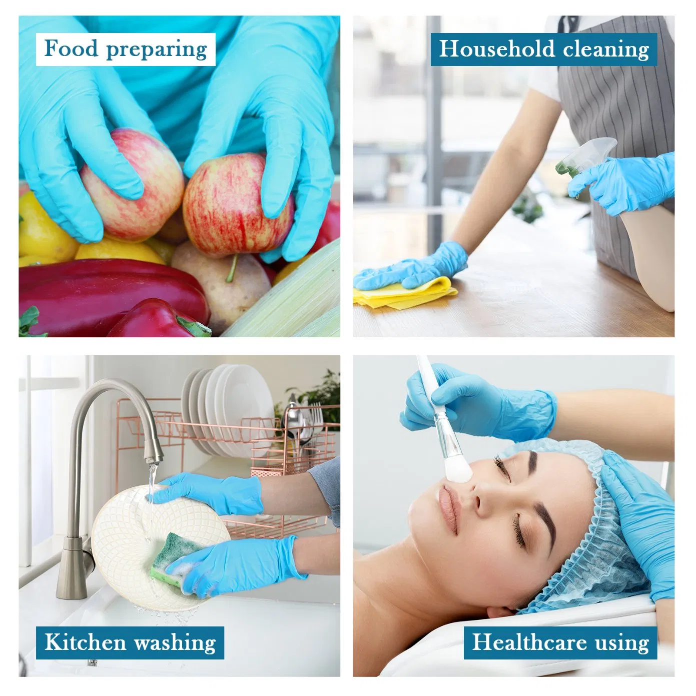 FDA Cerificated Medical Examination Powder Free Blue Disposable Nitrile Glove Powder-Free