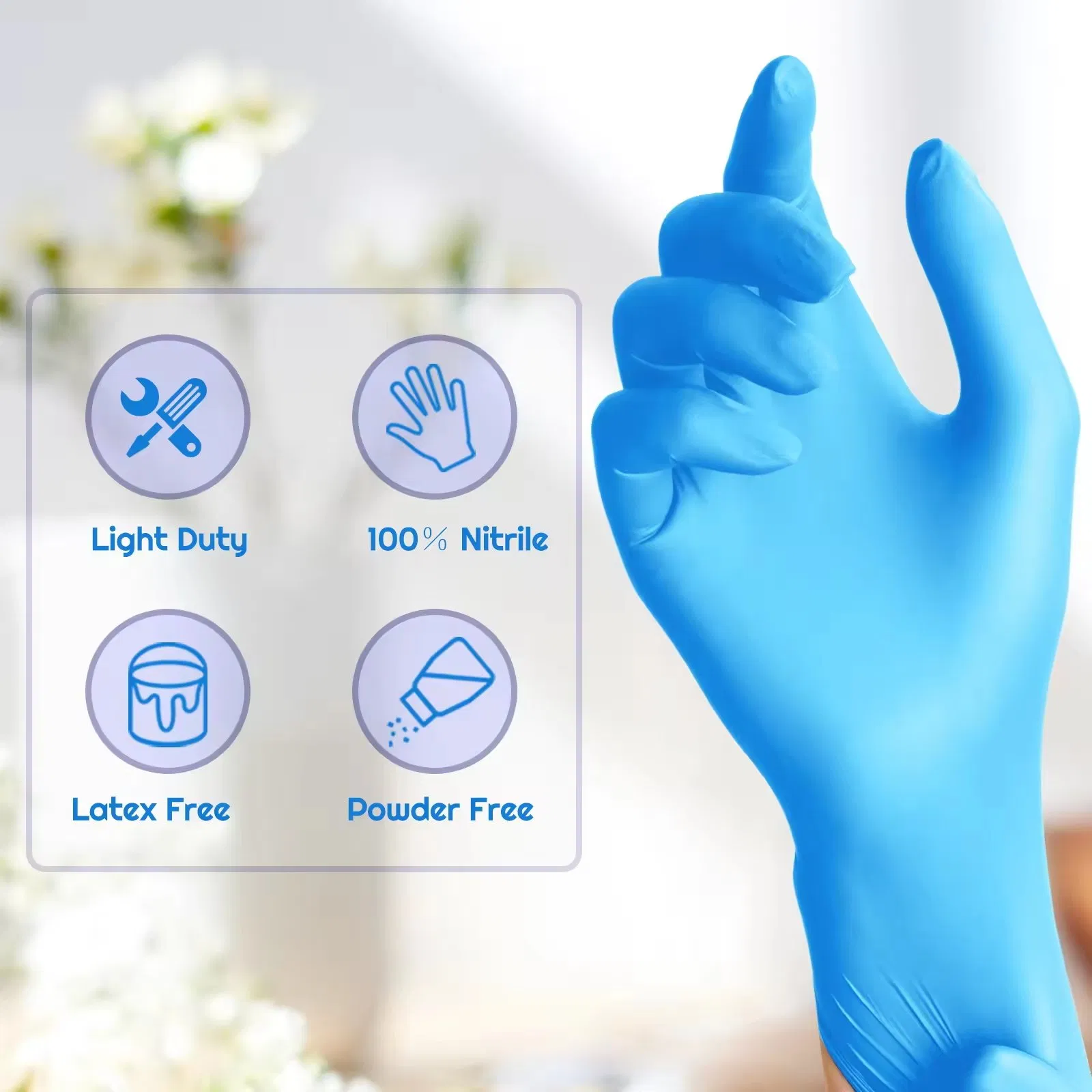 Wholesale Multi-Purpose Disposable Nitrile Gloves Box of Blue Nitrile Gloves 100PCS Per Box for Home Workshop Industrial Beauty Gardening