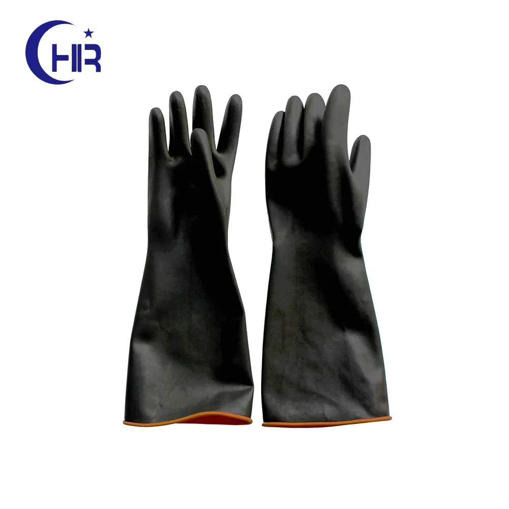 Black Labor Chemical Resistant Rubber Natural Latex Guante Industrial Safety Work Glove