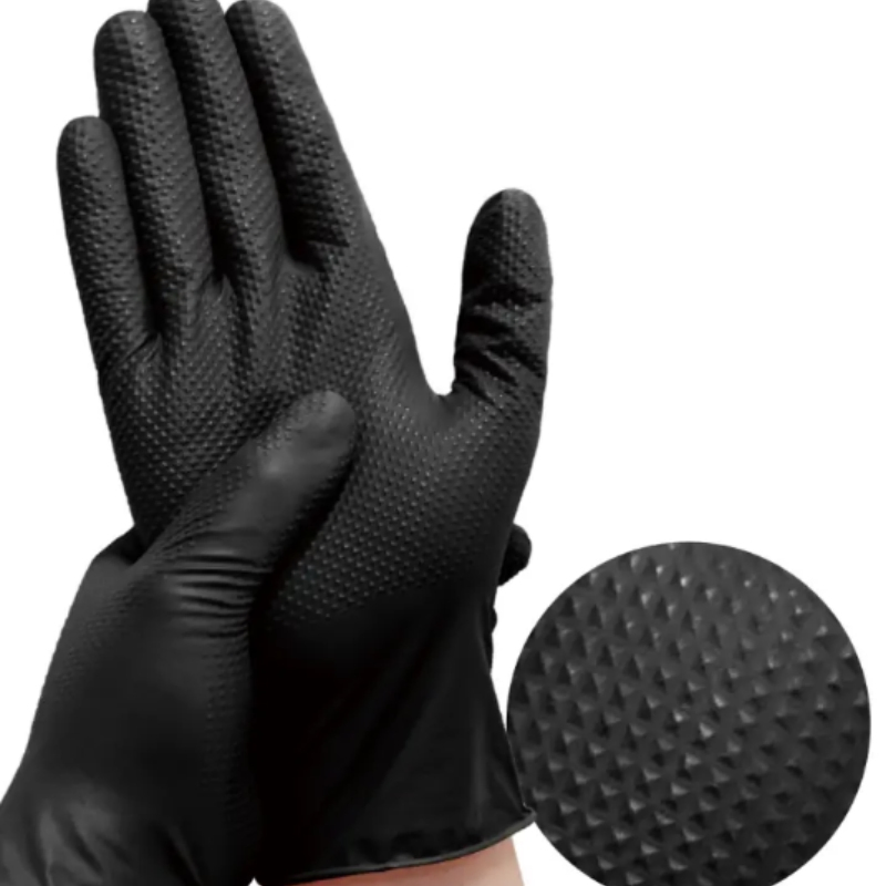 Bulk Nitrile Gloves Black Diamond Texture - Heavy-Duty Rip-Resistant &amp; Disposable
