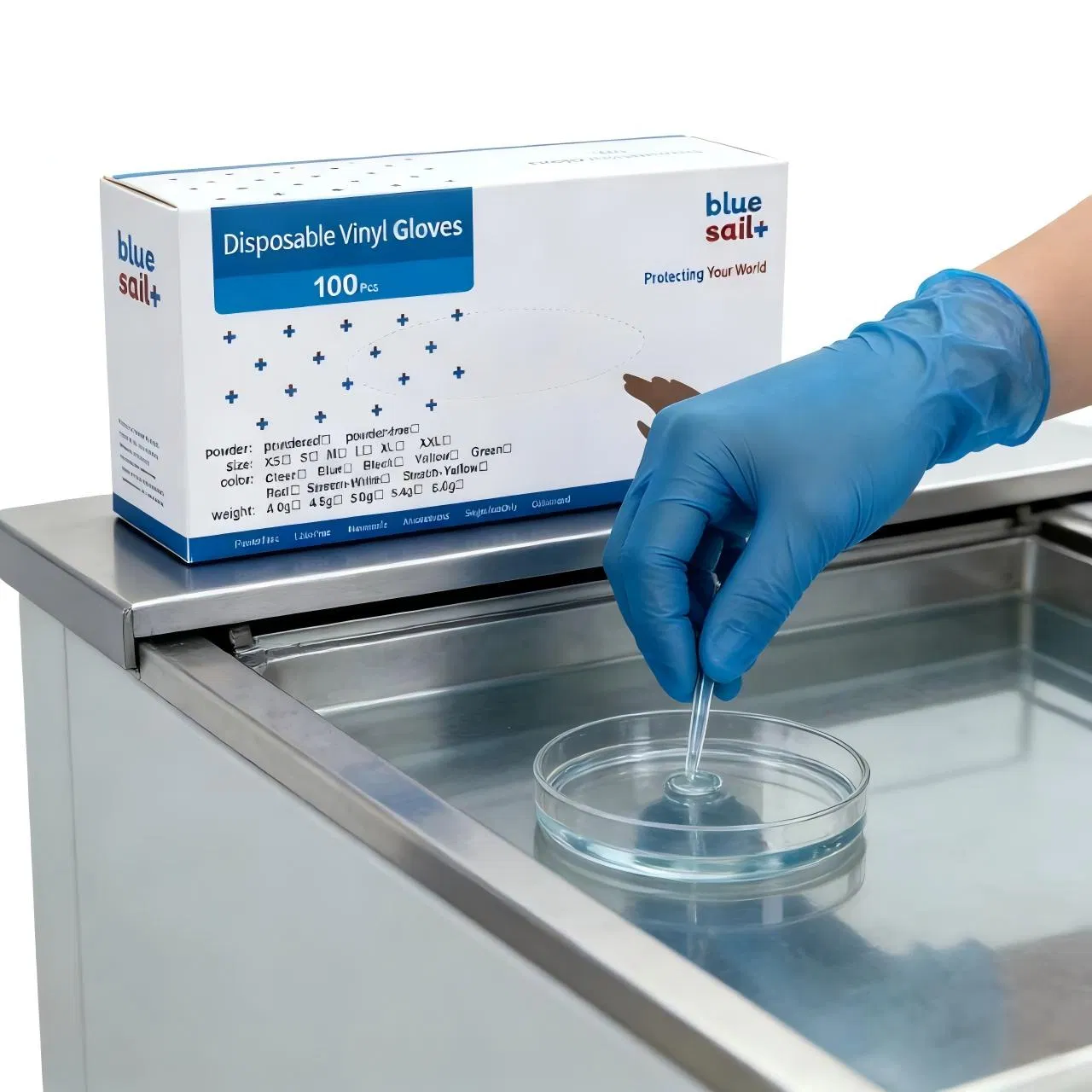 Food Safe Vinyl Glove Blue Powder Free/Powdered