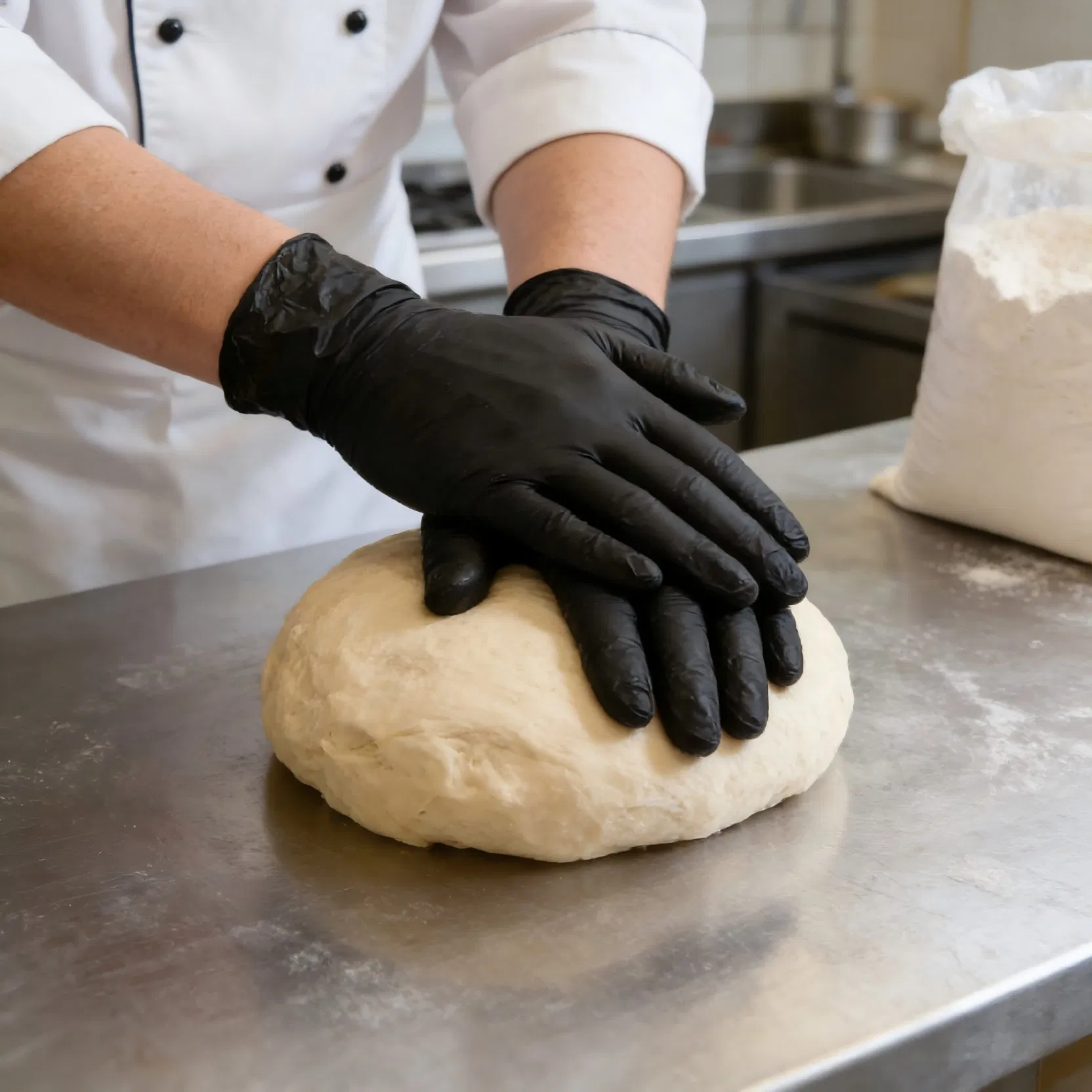 CE En455 Vinyl Gloves 3mil Medium Size Household Washing up Oil-Resistant Black Disposable PVC Gloves Powder Free for Cleaning