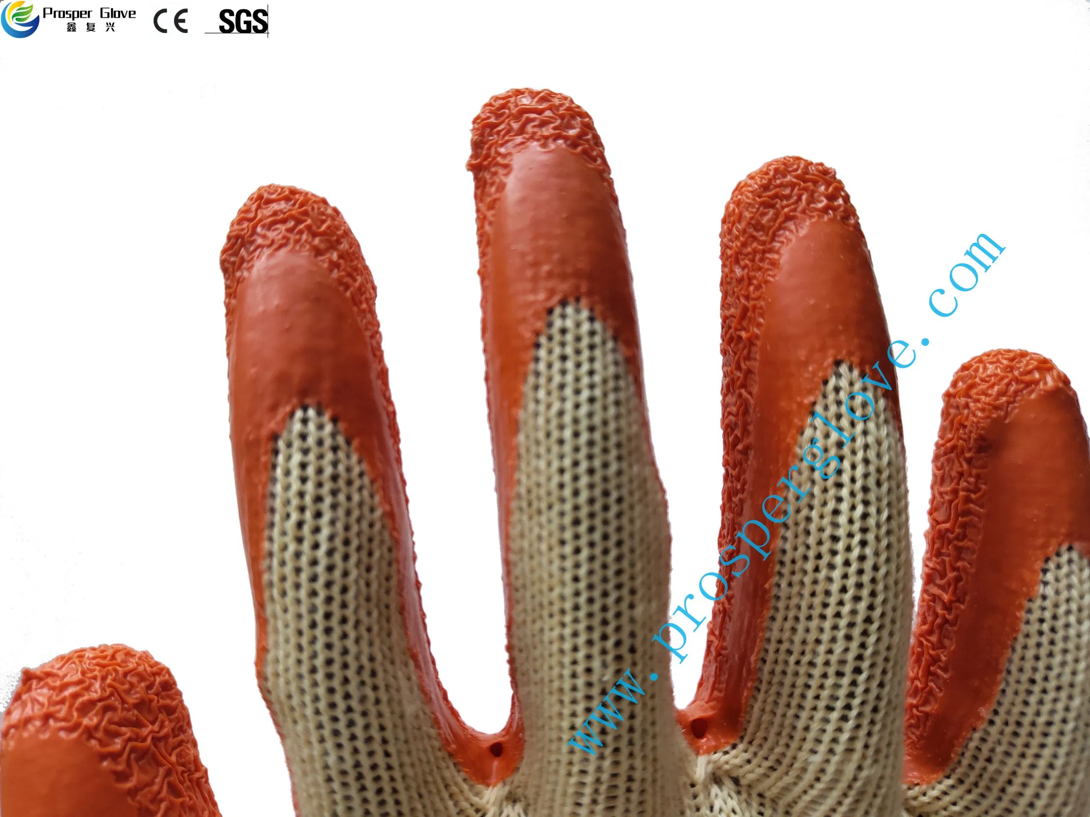 5 Thread Cotton Protective Labor Rubber Latex Crinkle Coated Industrial Working Safety Work Glove