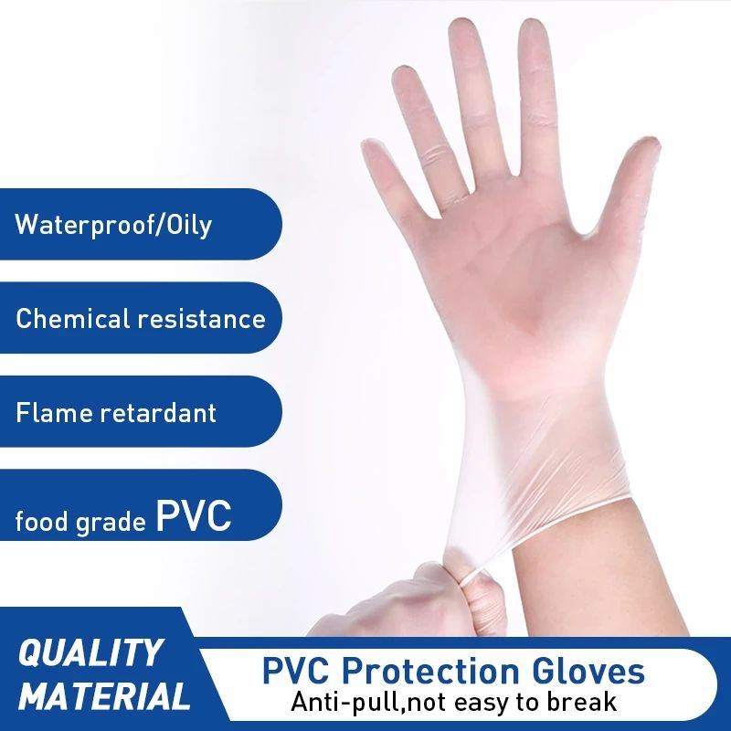 Vinyl Disposable Gloves Powder-Free Ambidextrous Single Use Gloves Disposable PVC Gloves for Food