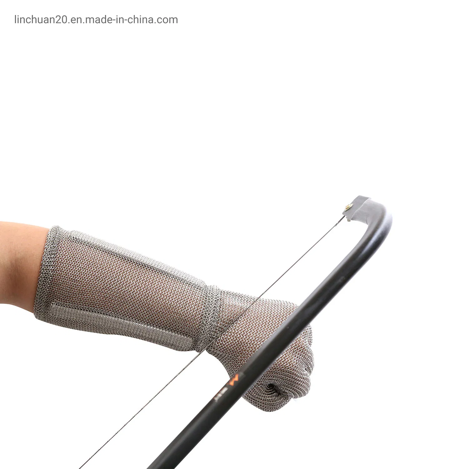 Protective Hand Chainmail Glove with Long Cuff/Long Sleeve Stainless Steel Gloves for Arm and Hand Protection/Five Finger Stainless Steel Ring Mesh Hand Safety