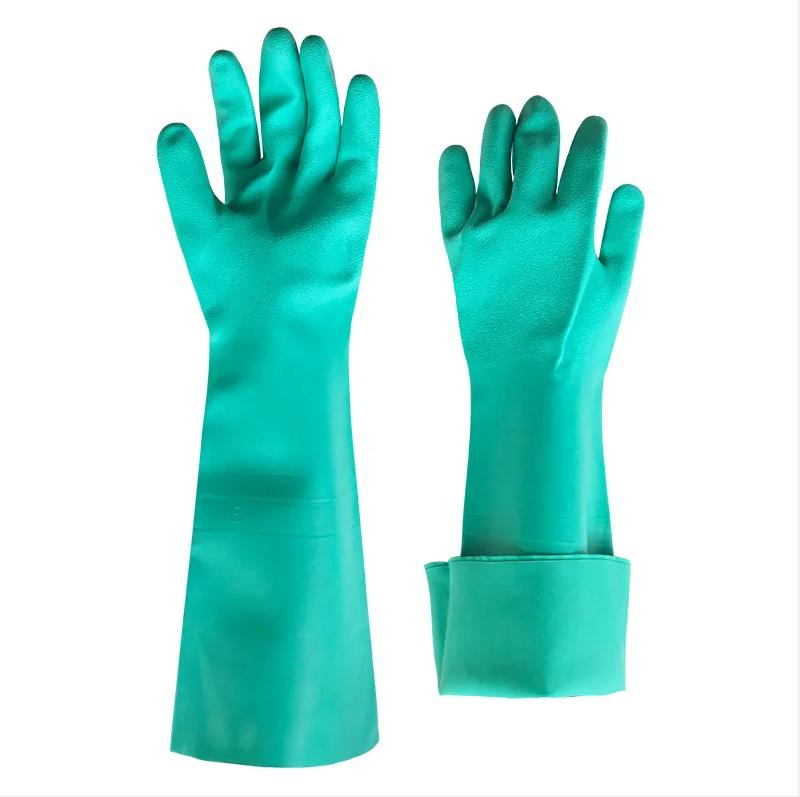 Nitrilo Guante Industrial Gloves 45cm Long Heavy Duty Waterproof Anti-Oil Nitrile Gloves