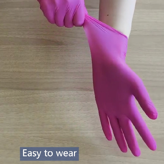 Ambidextrous &amp; Beaded Cuff Disposable Nitrile Gloves for Medical Care, Food Service, Household Cleaning, Beauty Salons