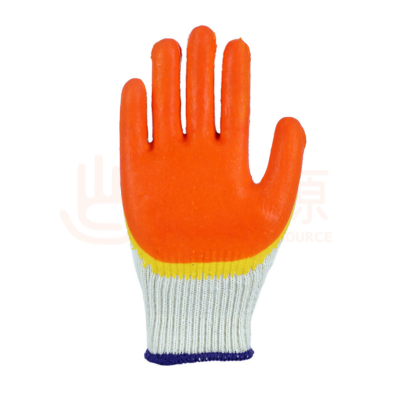 Knitted Cotton Orange 3/4 Latex Coated Safety Work Glove