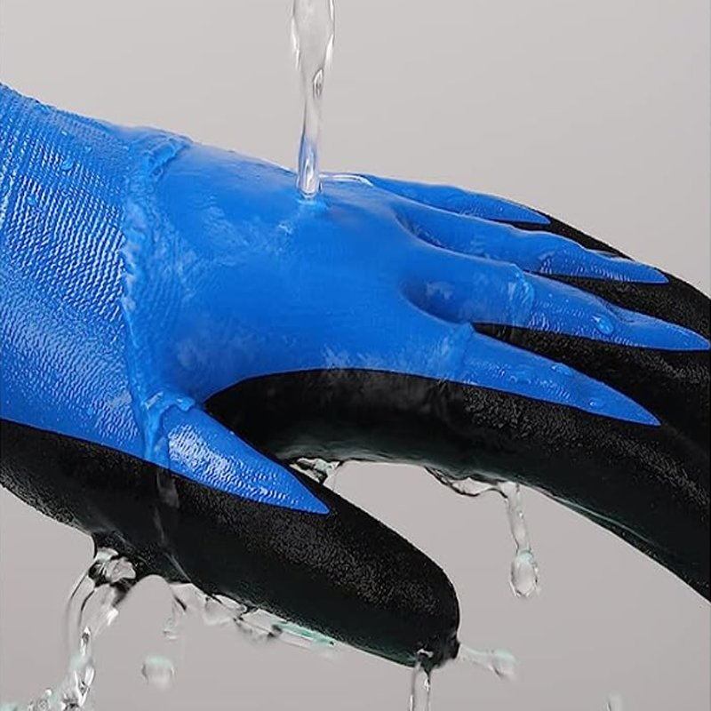 Waterproof Work Gloves, Heavy Duty Abrasion Resistant Sandy Nitrile Coated Gloves