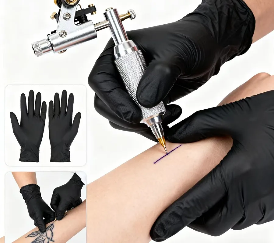 Black Nitrile Gloves Detail 1