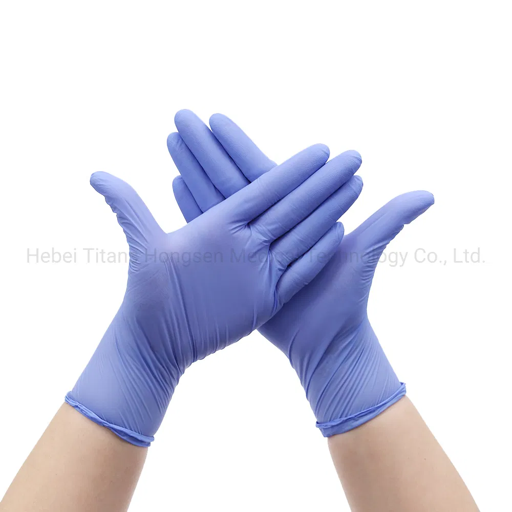 Titanfine Nitrile Gloves Medical Disposable Powdered Gloves Nitrile Examination Gloves for Hospital Dental Hotel
