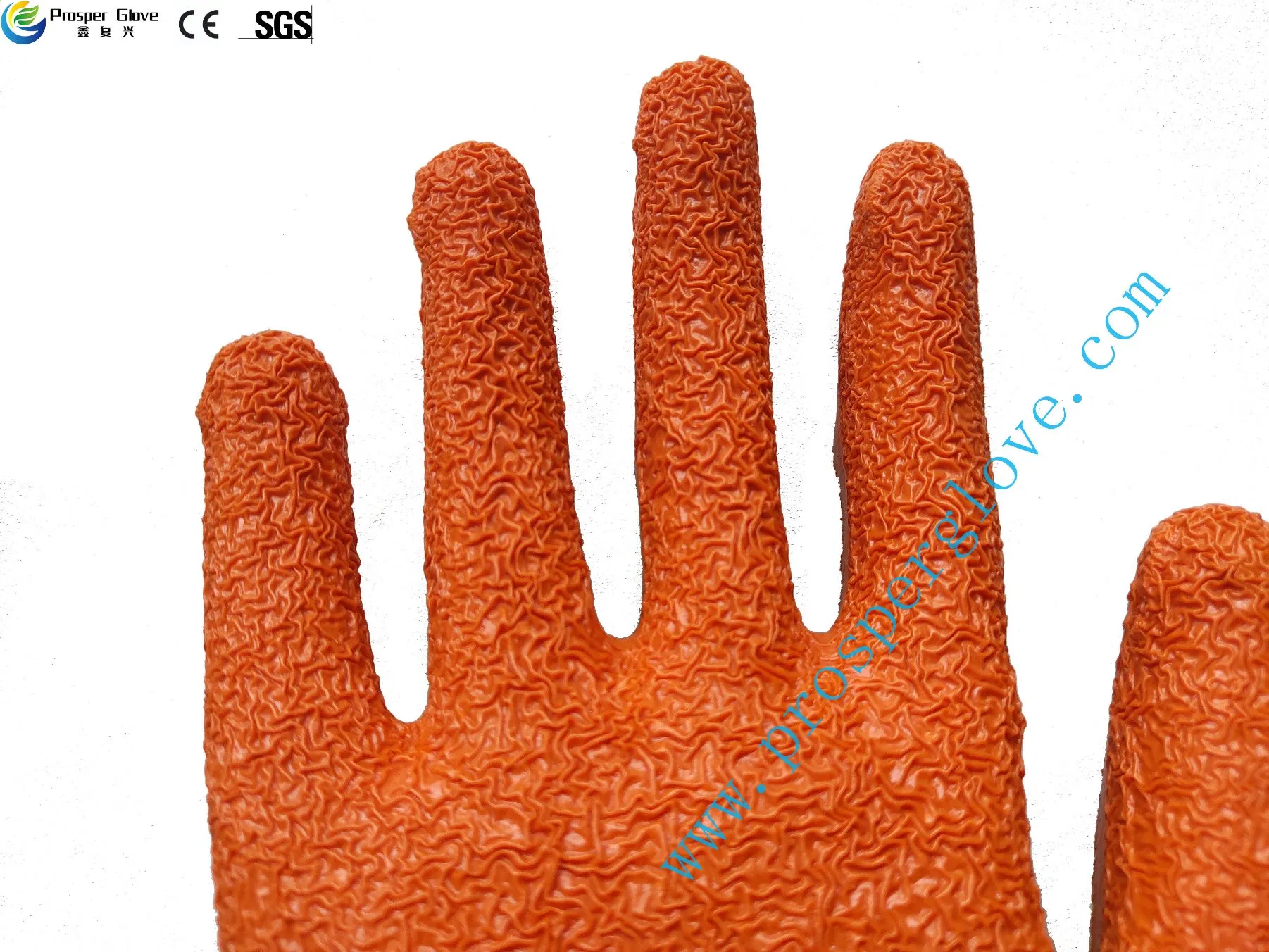 5 Thread Cotton Protective Labor Rubber Latex Crinkle Coated Industrial Working Safety Work Glove