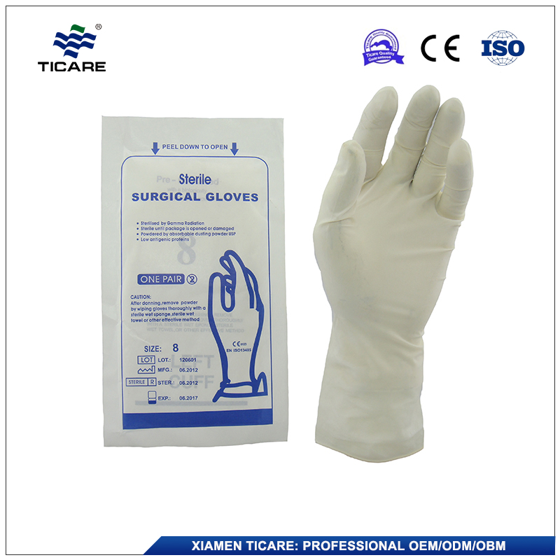 XL Yellow Powdered Sterile Latex Surgical Gloves