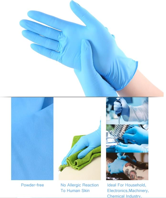 Long Nitrile Disposable Gloves Diamond Pattern Multipurpose