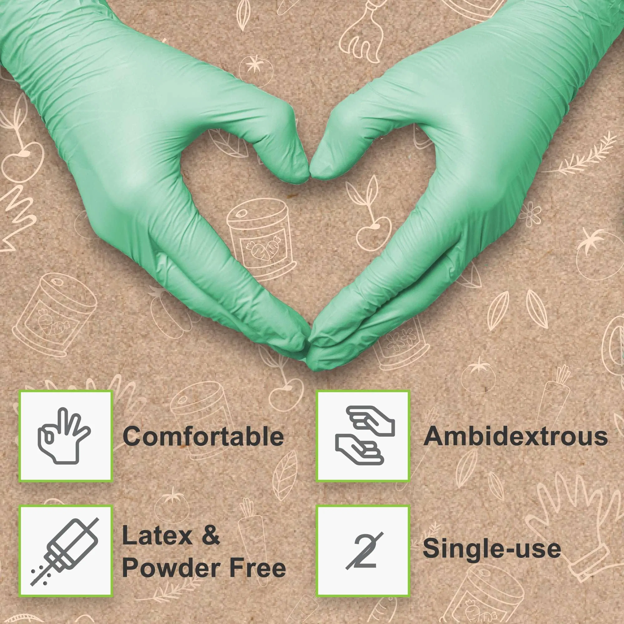 Eco Friendly Powder and Latex Free Disposable Biodegradable Nitrile Gloves
