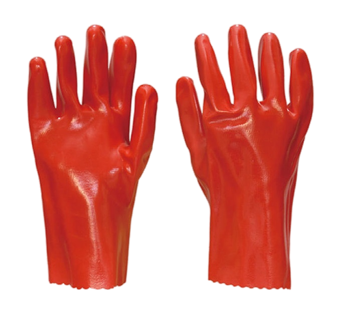 Red PVC Coated Safety Gloves - Oil and Chemical Resistant, Mechanic Work Gloves