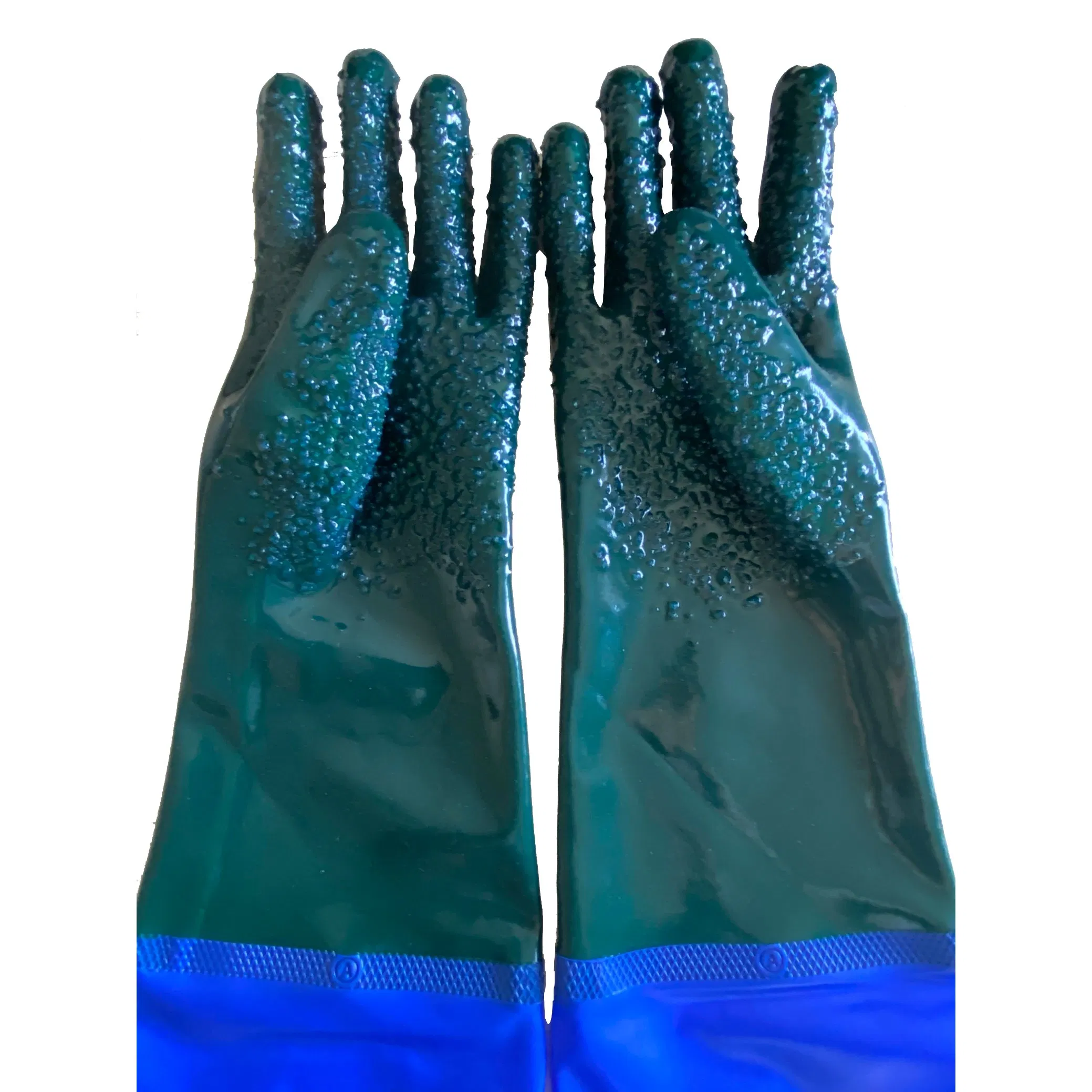 Long Sleeve Sandy PVC Glove Chemical Resistant Safety Work Glove