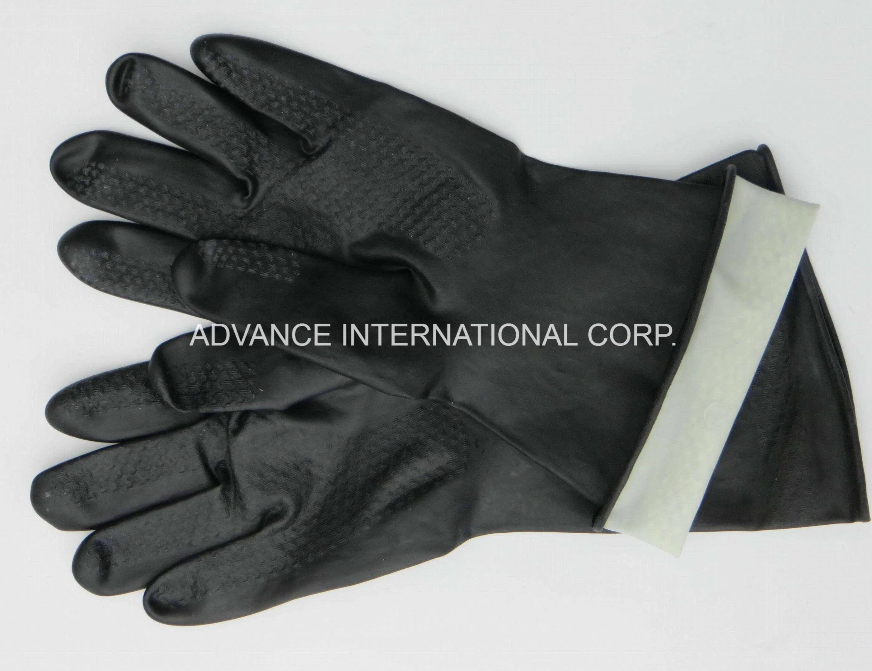 Household Working Waterproof Chemical Resistant Black Latex Industrial Glove