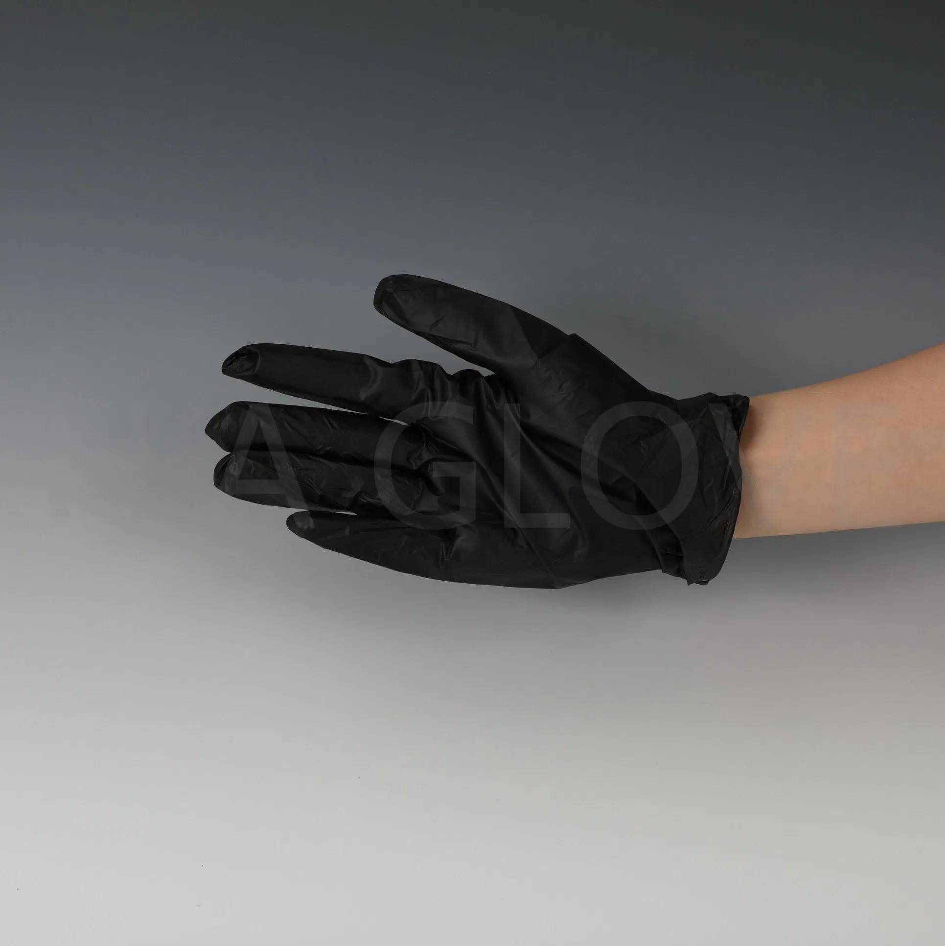 Black Food Grade Preparation Powder Free Powdered Disposable Vinyl Glove with ISO CE