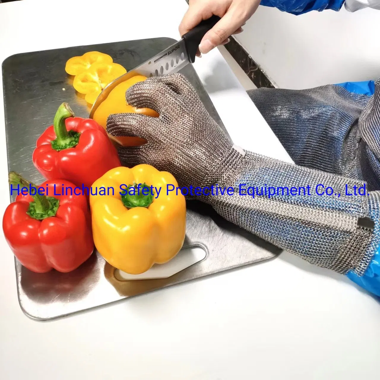 Stainless Steel Long Section Steel Stove Wristband Gloves Cut Resistant Gloves/ Metal Mesh Protective Chain Mail Glove with Long Cuff/Meat Cut Long Sleeve Glove