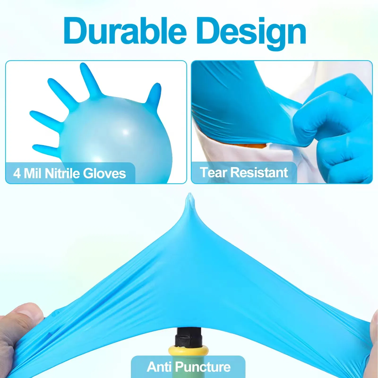 Wholesale Multi-Purpose Disposable Nitrile Gloves Box of Blue Nitrile Gloves 100PCS Per Box for Home Workshop Industrial Beauty Gardening