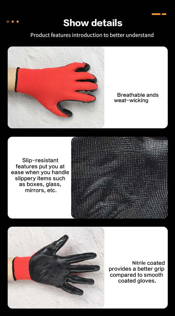 Industrial Heavy Duty Nitrile Gloves Strong Protection Against Oil and Chemicals