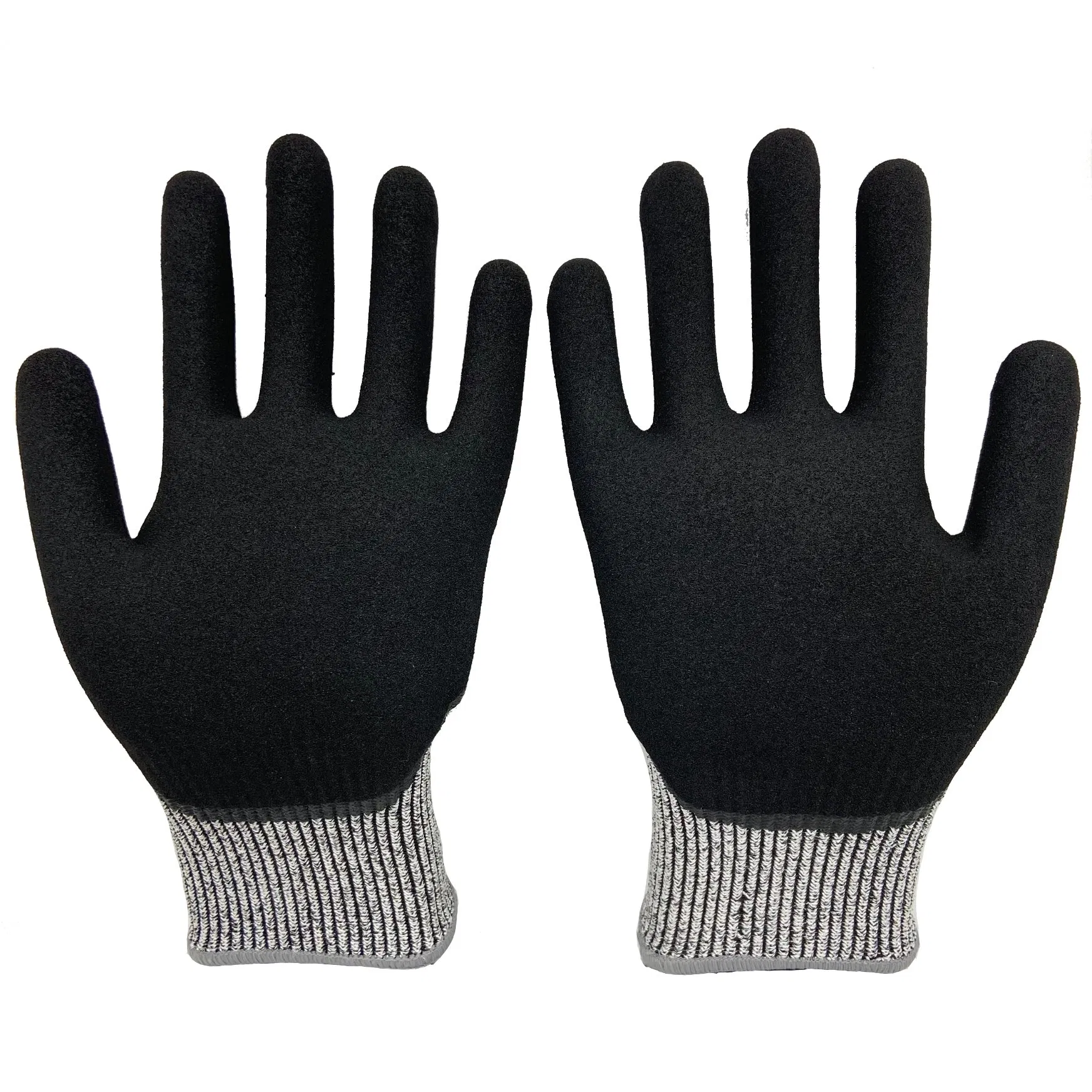 CE Hppe Liner Nitrile Smooth Level D Sandy Finished Protective Labor Anti Impact ANSI A5 Industrial Safety Working Cut Resistance Work Glove