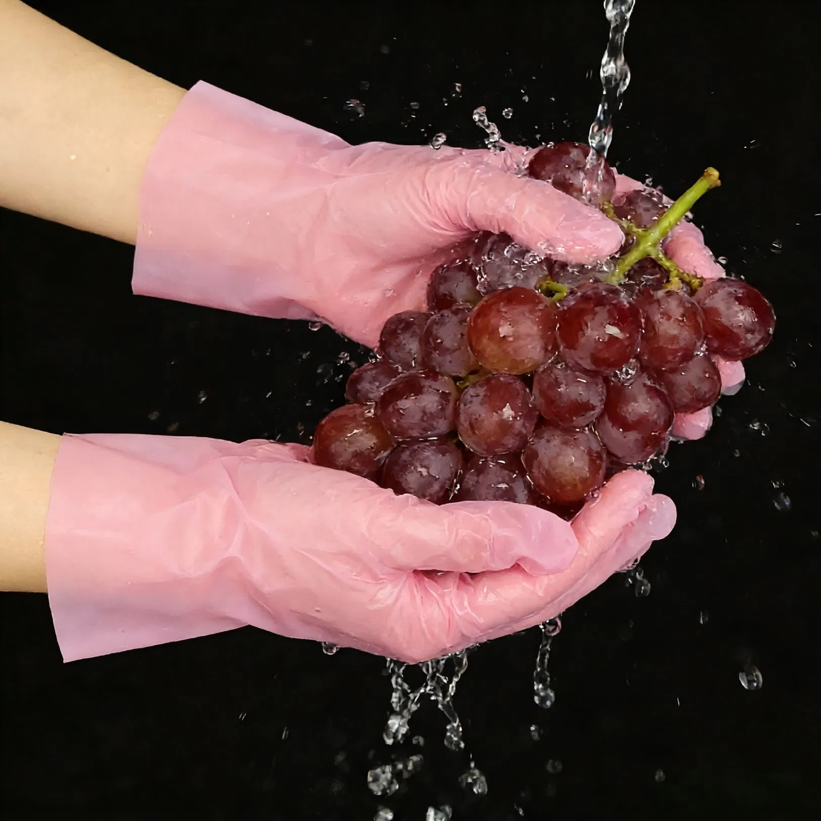 Waterproof PE Gloves Ambidextrous Household Cleaning Oil-Resistant Frosted Texture Disposable Pink TPE Gloves for Dishwashing