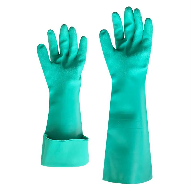 Nitrilo Guante Industrial Gloves 45cm Long Heavy Duty Waterproof Anti-Oil Nitrile Gloves