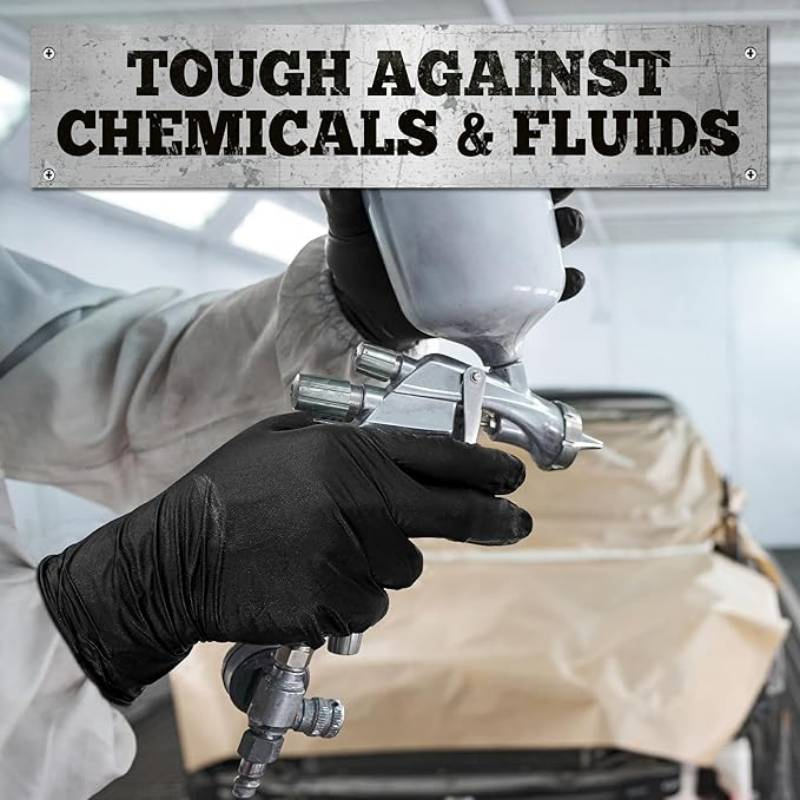 Heavy-Duty Black Disposable Nitrile Gloves Mil Fully Textured