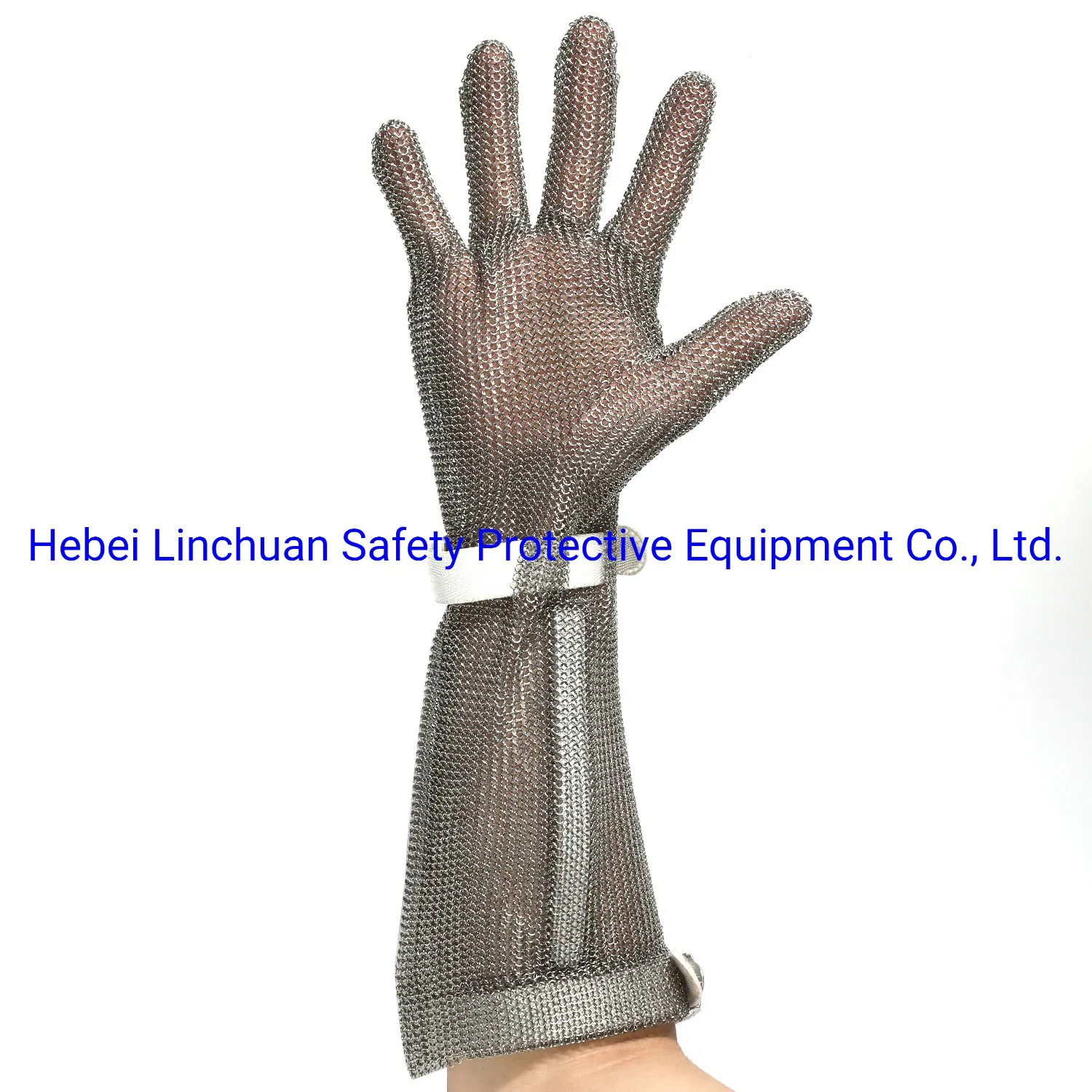 Long Cuff Metal Mesh Glove Stainless Steel Mesh Glove Cut Resistant Chain Mail Protective Anti-Cutting Glove for Kitchen Butcher Working Safety