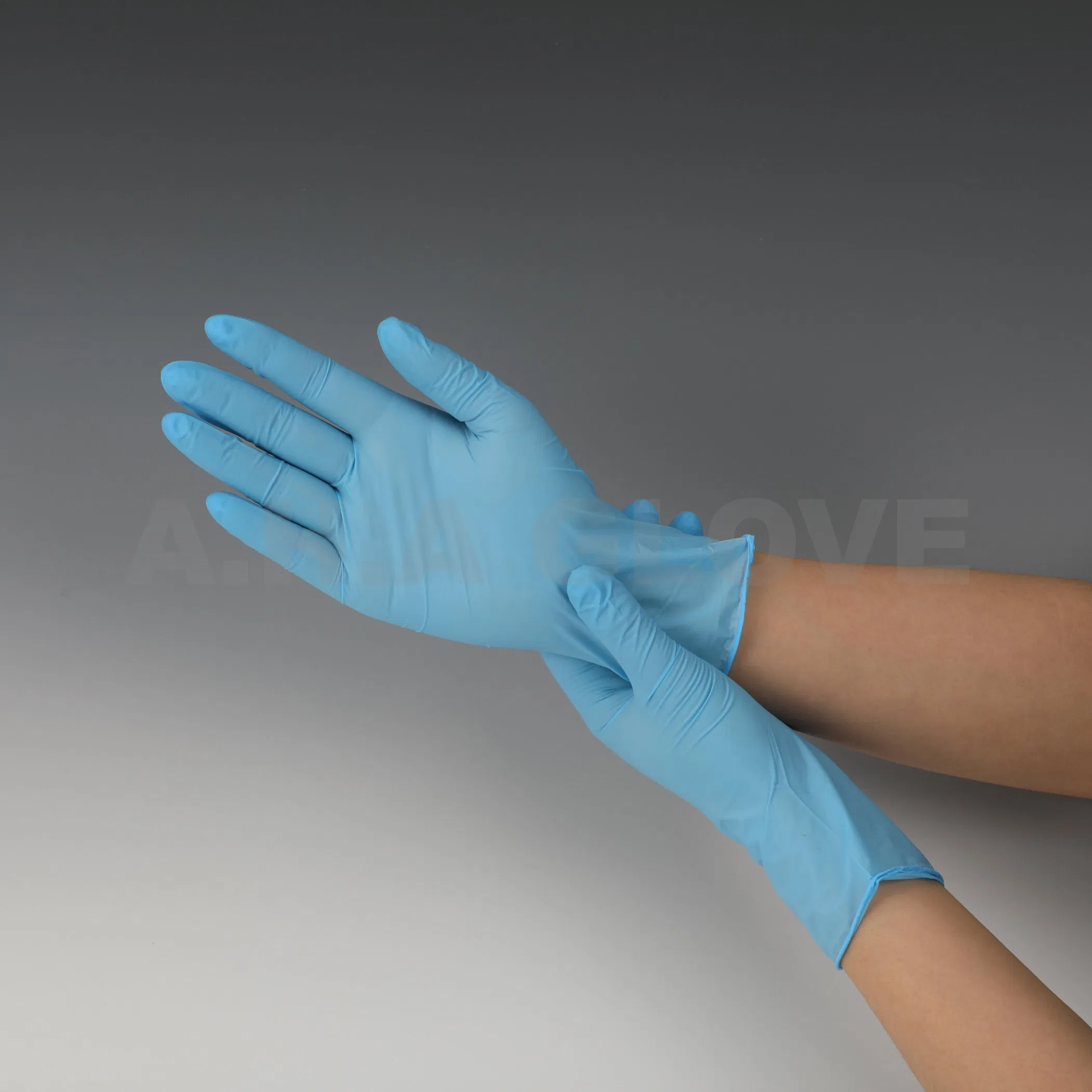 High Quality Powdered Blue Powder Free Disposable Nitrile Gloves for Food Preparation