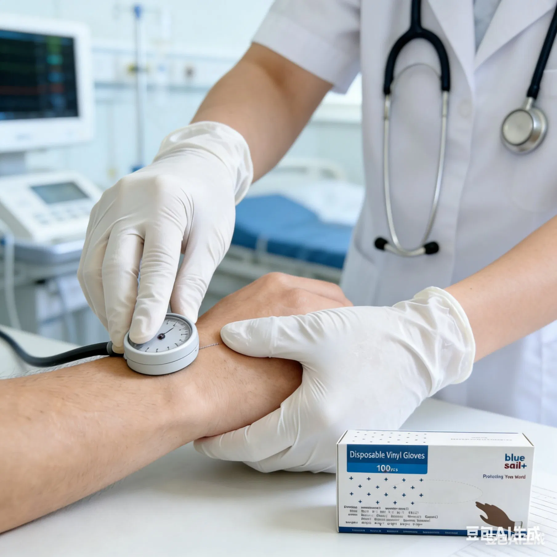 9'' Synthetic White Vinyl (PVC) Gloves, Powdered&Powder Free