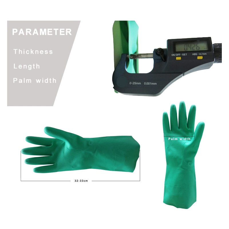Factory Heavy Duty Reusable Green Nitrile Rubber Chemical Resistant Industry Luvas Guantes En420 En374-2 4101 Acid, Alkali &amp; Oil Protection Safety Work Gloves